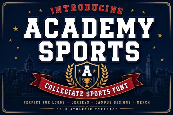 Academy Sports: A Bold Typeface for Athletic and Collegiate Designs